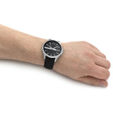 Armani Exchange Hampton AX2101 Men's Chronograph Watch – Classic Black Dial with Black Leather Strap