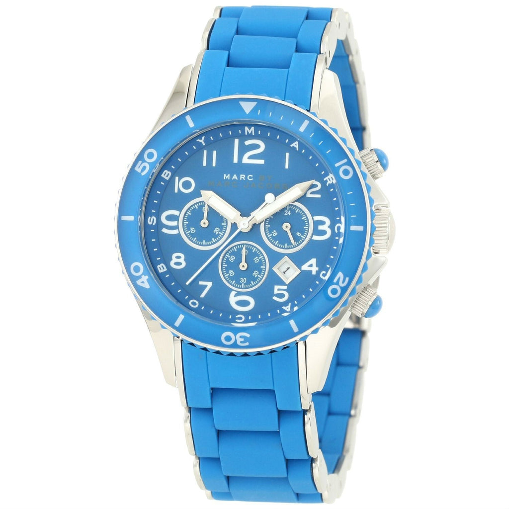 Marc Jacobs Rock Chronograph Blue Dial Blue Silicone Strap Watch for Women - MBM2575