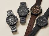 Fossil Nate Chronograph Grey Dial Brown Leather Strap Watch for Men - JR1424