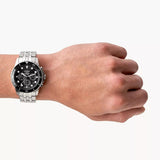 Fossil FS5837 FB-01 Chronograph Men’s Watch – Black Dial with Silver Steel Strap