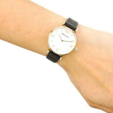 Emporio Armani Gianni T-Bar Quartz Mother of Pearl Dial Black Leather Strap Watch For Women - AR1910