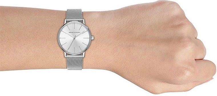 Armani Exchange Lola AX5535 Women's Analog Watch – Silver Dial with Matching Silver Mesh Strap