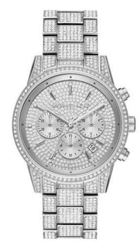 Michael Kors Ritz Chronograph Crystals Silver Dial Silver Steel Strap Watch for Women - MK6746