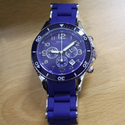 Marc Jacobs Rock Chronograph Blue Dial Blue Silicone Strap Watch for Women - MBM2548