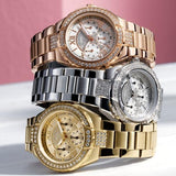 Guess Viva Diamonds Gold Dial Gold Steel Strap Watch for Women - W0111L2