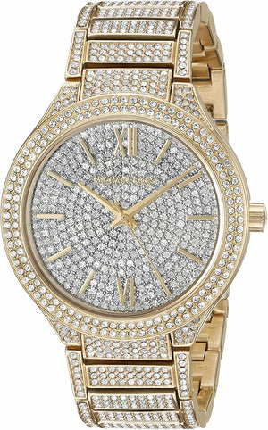 Michael Kors Kerry Crystals Gold Dial Gold Steel Strap Watch For Women - MK3360
