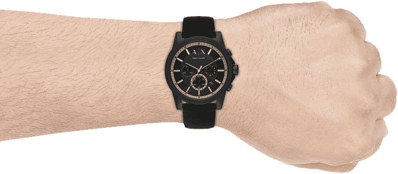 Armani Exchange Outerbanks AX1343 Men's Chronograph Watch – Black Dial with Black Silicone Strap