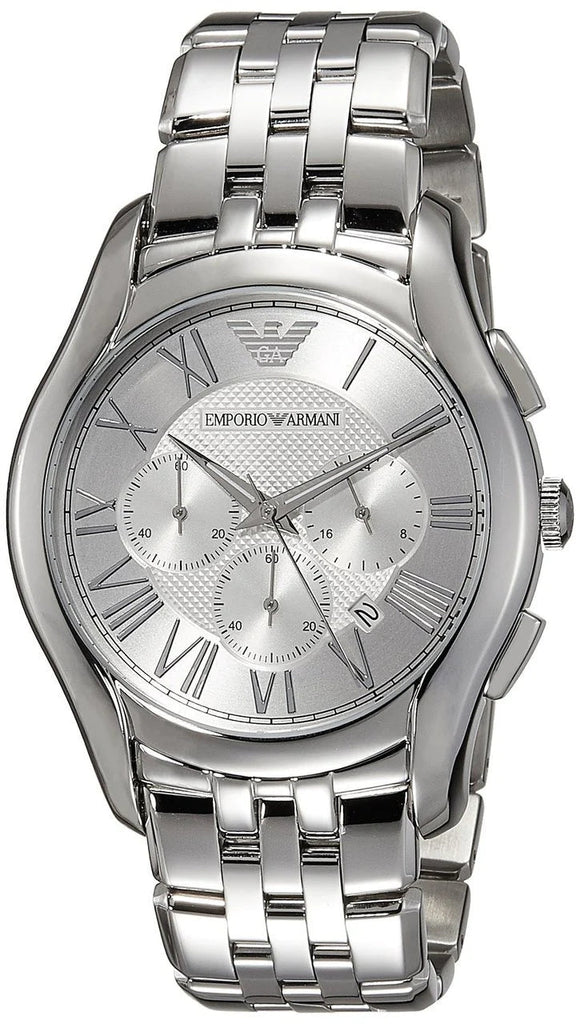 Emporio Armani Velente Chronograph Quartz Silver Dial Silver Steel Strap Watch For Men - AR1702