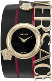 Versace VEBN00218 V-Flare Quartz Women's Watch – Black Dial & Black Leather Strap