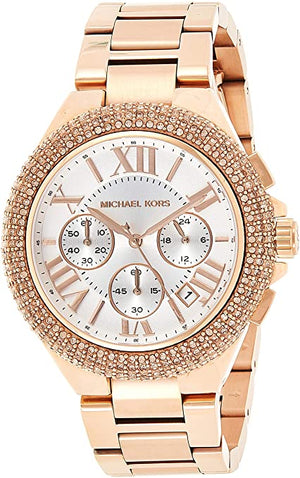 Michael Kors Camille Chronograph White Dial Rose Gold Steel Strap Watch for Women - MK5636