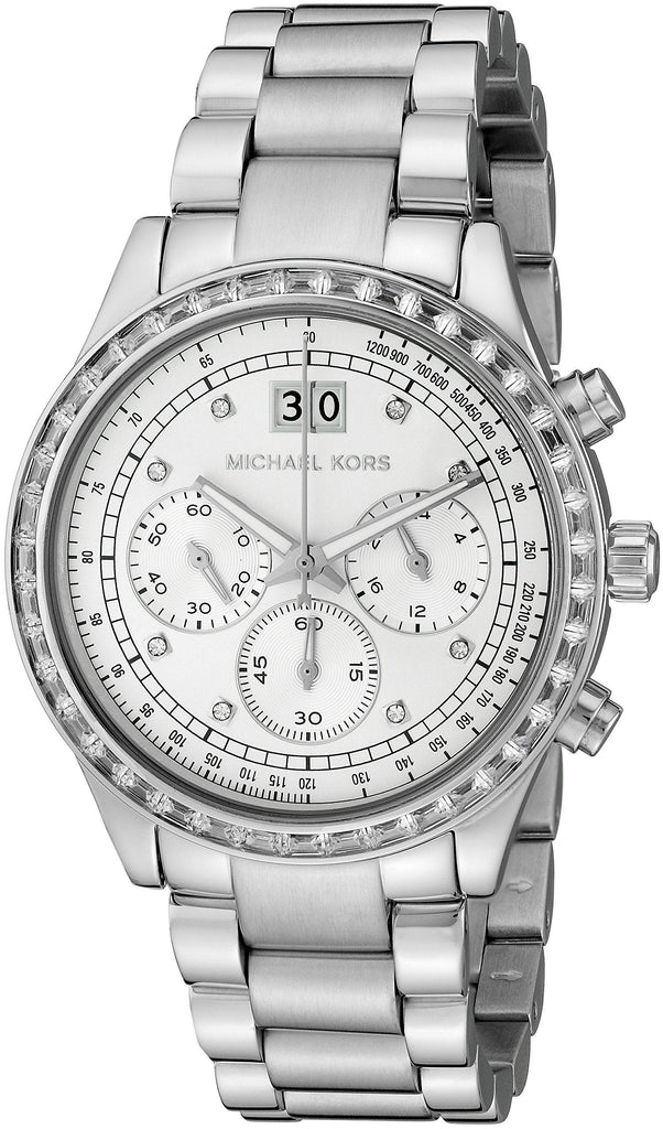Michael Kors Brinkley Diamonds Silver Dial Silver Steel Strap Watch for Women - MK6186