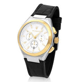 Maserati Triconic Chronograph White Dial Black Leather Strap Watch For Men - R8871639004