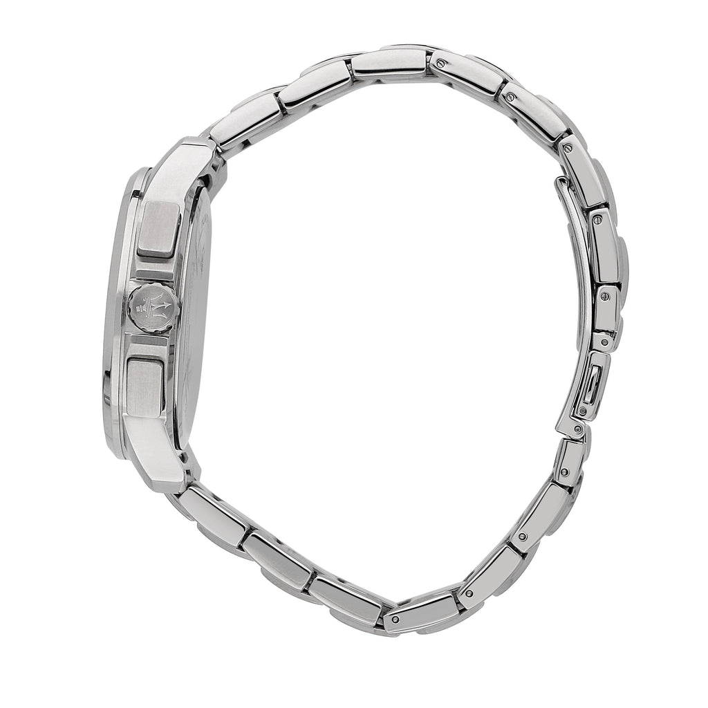 Maserati Successo Solar Edition Black Dial Silver Steel Strap Watch For Men - R8873645003