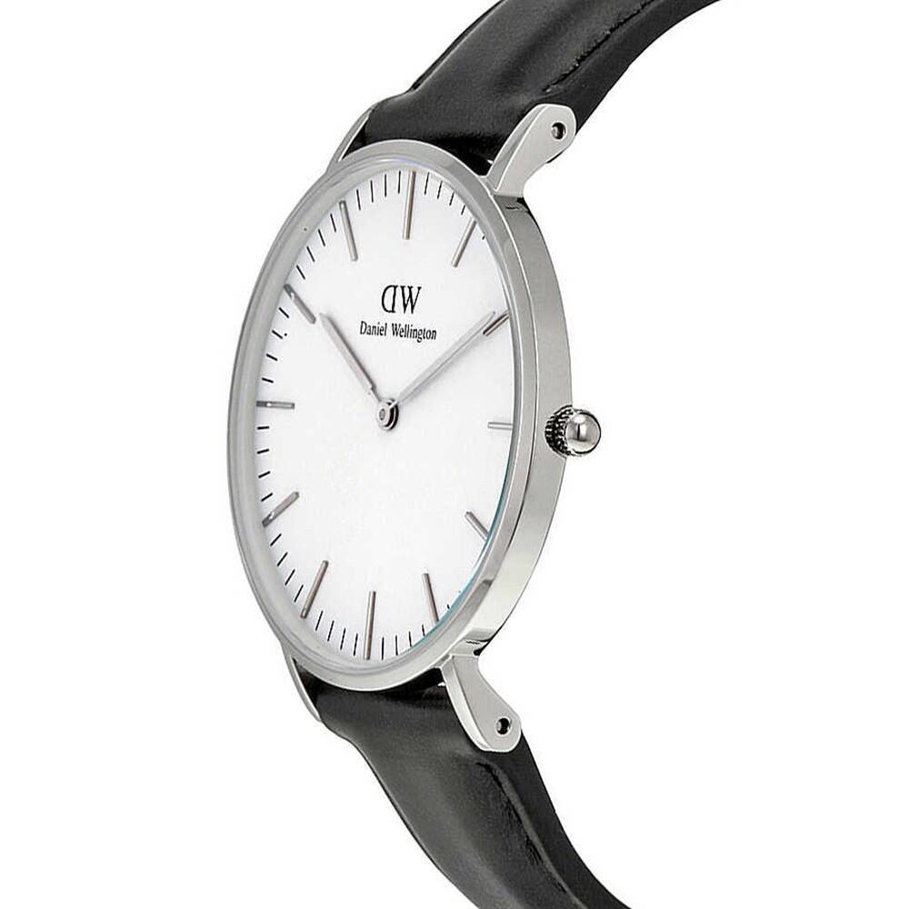 Daniel Wellington Classic Sheffield White Dial Black Leather Strap Watch For Women - DW00100053