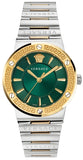 Versace VEVI00420 Greca Quartz Men's Watch – Green Dial & Silver Steel Strap