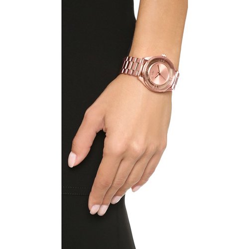 Marc Jacobs Tether Transparent Rose Gold Dial Rose Gold Steel Strap Watch for Women - MBM3414