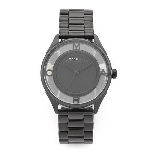 Marc Jacobs Tether Transparent Black Dial Black Steel Strap Watch for Women - MBM3419