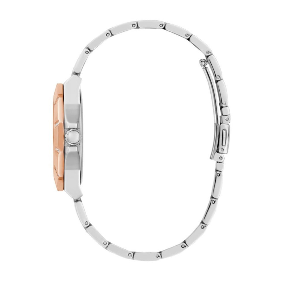 Guess Sunray Multifunction Crystals Silver Dial Two Tone Steel Strap Watch For Women - GW0616L3
