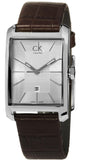 Calvin Klein K2M23126 Window Quartz Women's Watch – Silver Dial & Brown Leather Strap