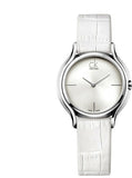 Calvin Klein Skirt White Dial White Leather Strap Watch for Women - K2U231K6