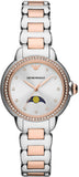Emporio Armani AR11567 Mia Three Hand Moonphase Women's Watch – Mother of Pearl Dial with Two-Tone Steel Strap
