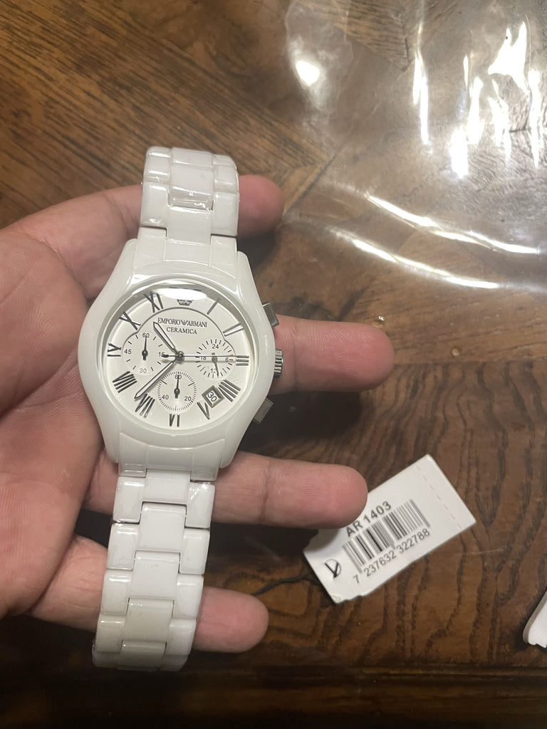 Emporio Armani Chronograph Ceramic White Dial Watch For Women - AR1403