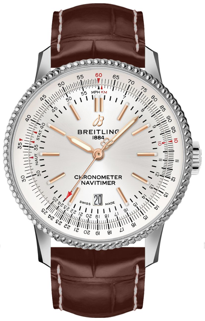 Breitling Navitimer Automatic 41 White Dial Brown Leather Strap Watch for Men - A17326211G1P2