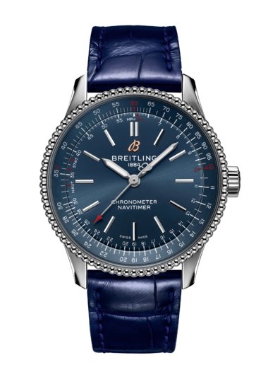 Breitling Navitimer Automatic 35 Blue Dial Blue Leather Strap Watch for Men - A17395161C1P1