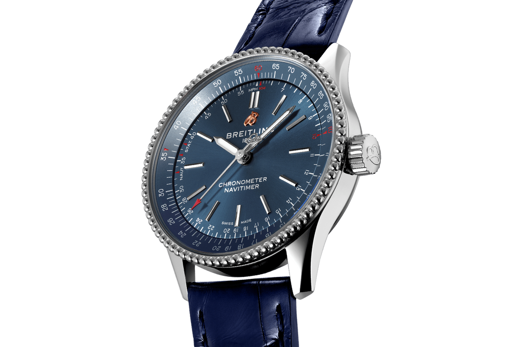 Breitling Navitimer Automatic 35 Blue Dial Blue Leather Strap Watch for Men - A17395161C1P1