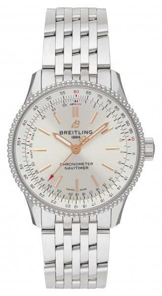 Breitling Navitimer Automatic 35 White Dial Silver Steel Strap Watch for Men - A17395F41G1A1