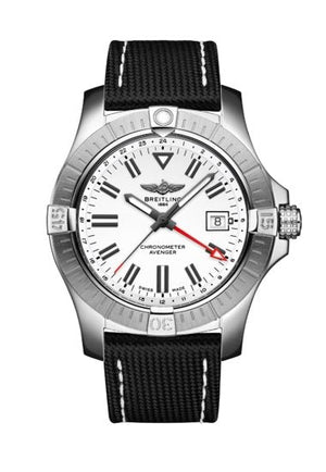 Breitling Avenger Automatic GMT 43 White Dial Black Nylon Strap Watch for Men - A32397101A1X1