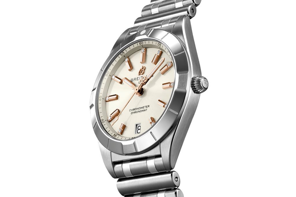 Breitling Chronomat 32 Diamonds White Dial Silver Steel Strap Watch for Women - A77310101A3A1