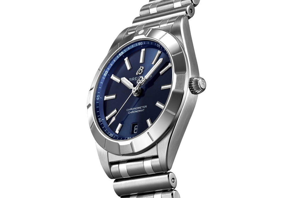 Breitling Chronomat 32 Blue Dial Silver Steel Strap Watch for Women - A77310101C1A1