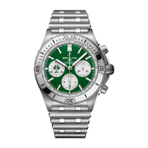 Breitling Chronomat B01 42 Six Nations Ireland Green Dial Silver Steel Strap Watch for Men - AB0134A91L1A1