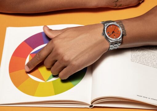 Maurice Lacroix AI6008 Aikon Limited Edition Automatic Date Men’s Watch – Orange Dial & Silver Steel Strap