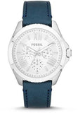 Fossil AM4531 Cecile Women's Watch – White Dial & Blue Leather Strap