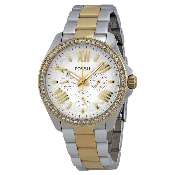 Fossil Cecile White Dial Two Tone Steel Strap Watch for Women - AM4543