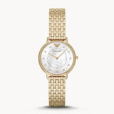 Emporio Armani Dress Analog Mother of Pearl Dial Gold Steel Strap Watch For Women - AR11007