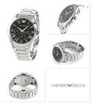 Emporio Armani Valente Chronograph Quartz Black Dial Silver Steel Strap Watch For Men - AR11083