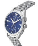 Emporio Armani Claudio Chronograph Blue Dial Silver Steel Strap Watch For Men - AR11541
