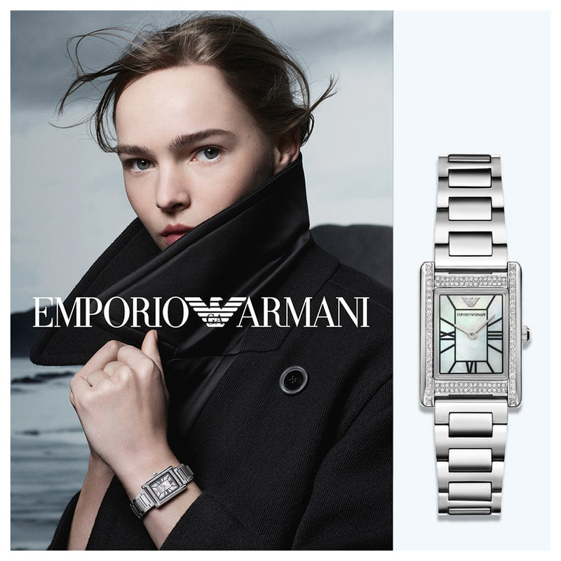 Emporio Armani AR11625 Empire Women’s Watch – Mother of Pearl Dial & Silver Steel Strap