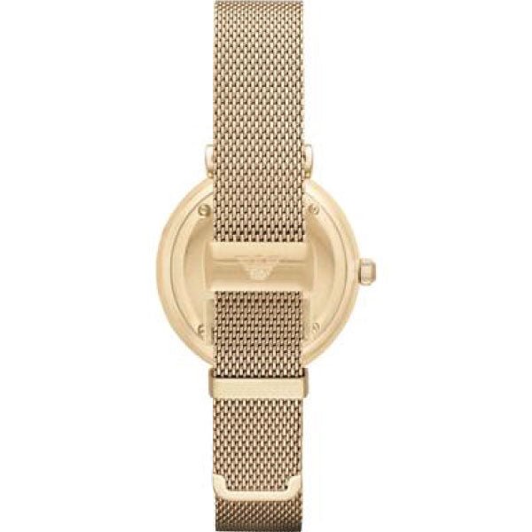 Emporio Armani Retro Gold Dial Gold Mesh Bracelet Watch For Women - AR1957