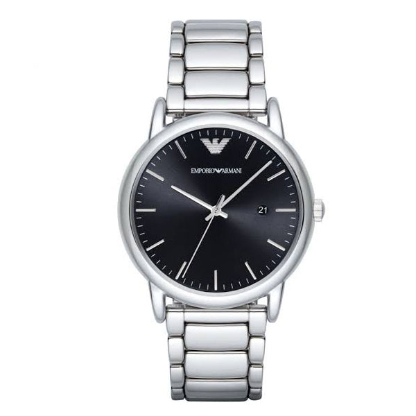 Emporio Armani Luigi Quartz Black Dial Silver Steel Strap Watch For Men - AR2499