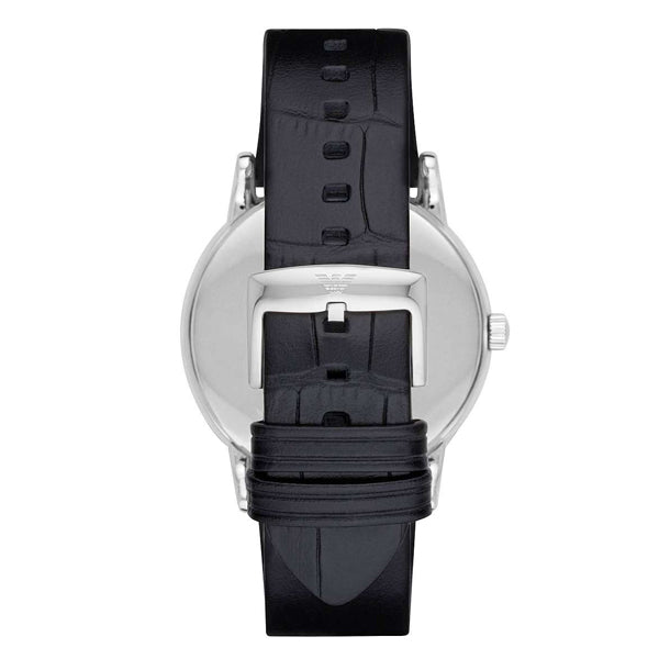 Emporio Armani Luigi Quartz Black Dial Black Leather Strap Watch For Men - AR2500