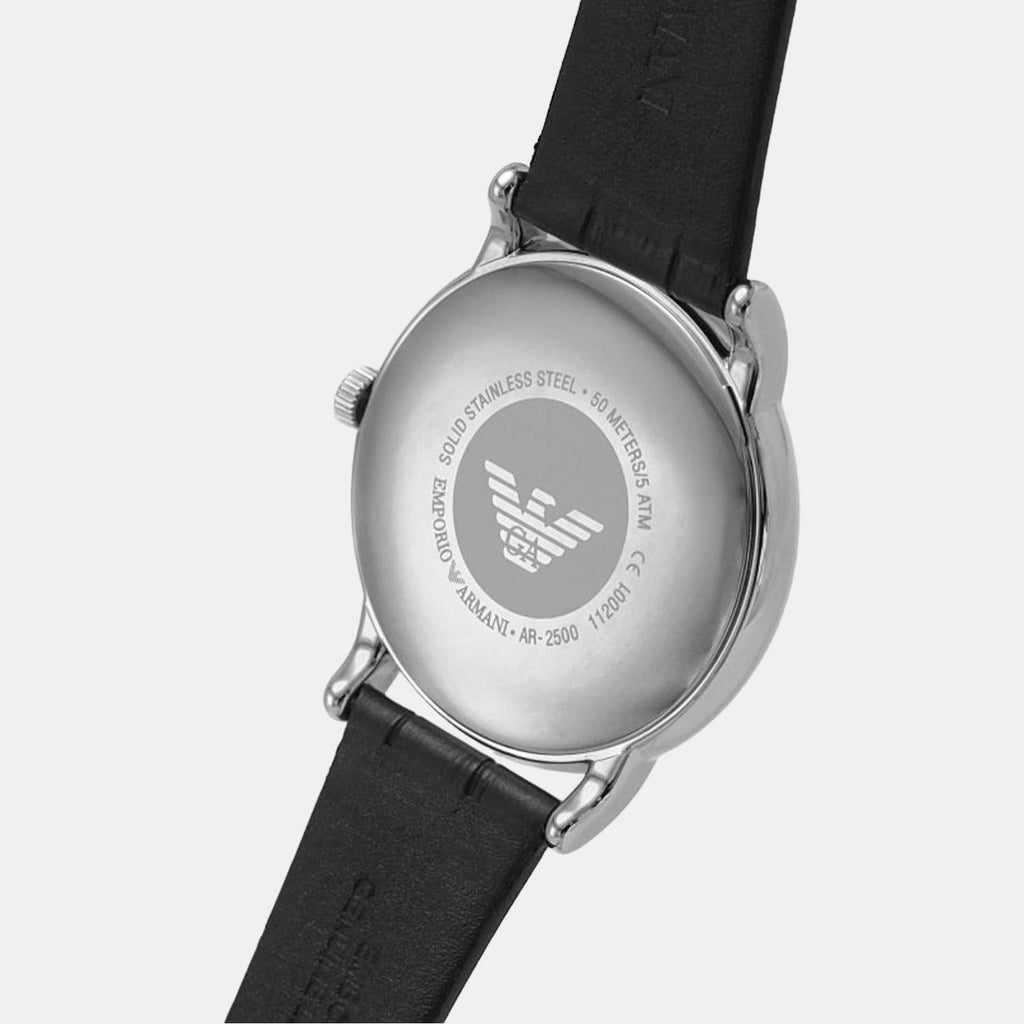 Emporio Armani Luigi Quartz Black Dial Black Leather Strap Watch For Men - AR2500