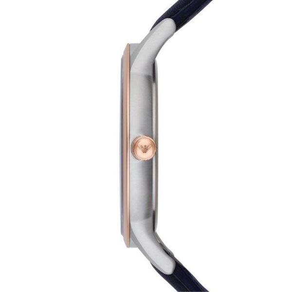 Emporio Armani Renato Analog Blue Dial Black Leather Strap Watch For Men - AR2506