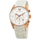Emporio Armani Sportivo White Dial White Rubber Strap Watch For Men - AR5919