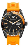 Emporio Armani AR6046 Sportivo Quartz Men's Watch – Black Dial & Orange Rubber Strap