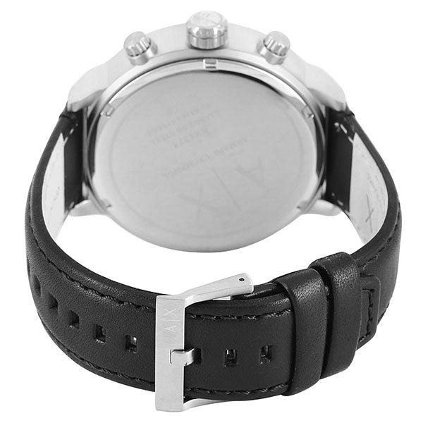 Emporio Armani Sportivo Chronograph Silver Dial Black Leather Strap Watch For Men - AR6054