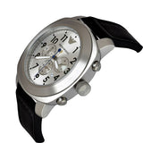 Emporio Armani Sportivo Chronograph Silver Dial Black Leather Strap Watch For Men - AR6054